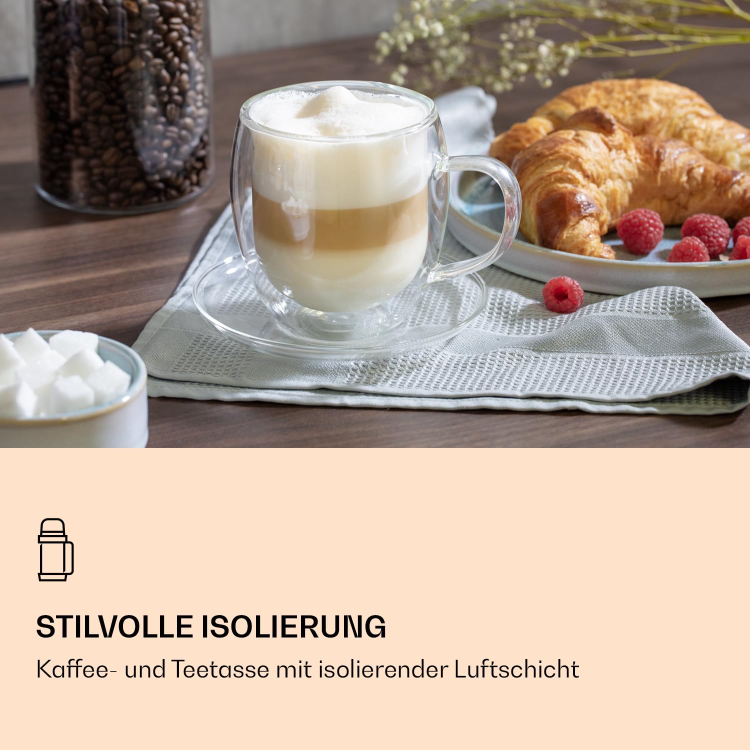 Doppelwandige Teetasse Aus Glas – 400 Ml, Mit Schwebeeffekt, Spülmaschinenfest