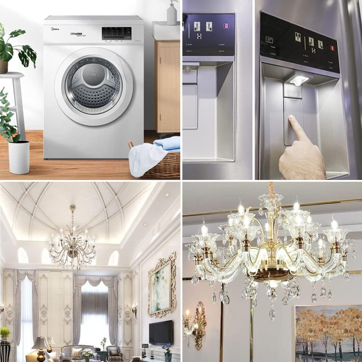 LED Appliance Light Bulb 2.5W T5 Tubular E12 Fridge Water Dispenser Lamp C7/S6 Clear Glass Candelabra Base for Chandeliers Home Lighting Refrigerator/Dryer Drum Light Daylight White 6000K, Pack of 5