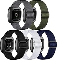 Vista 17 de Adorve Bandas elásticas de nailon compatibles con Fitbit Versa 3/Versa 4/Sense/Sense 2 para hombres y mujeres, banda deportiva elástica ajustable