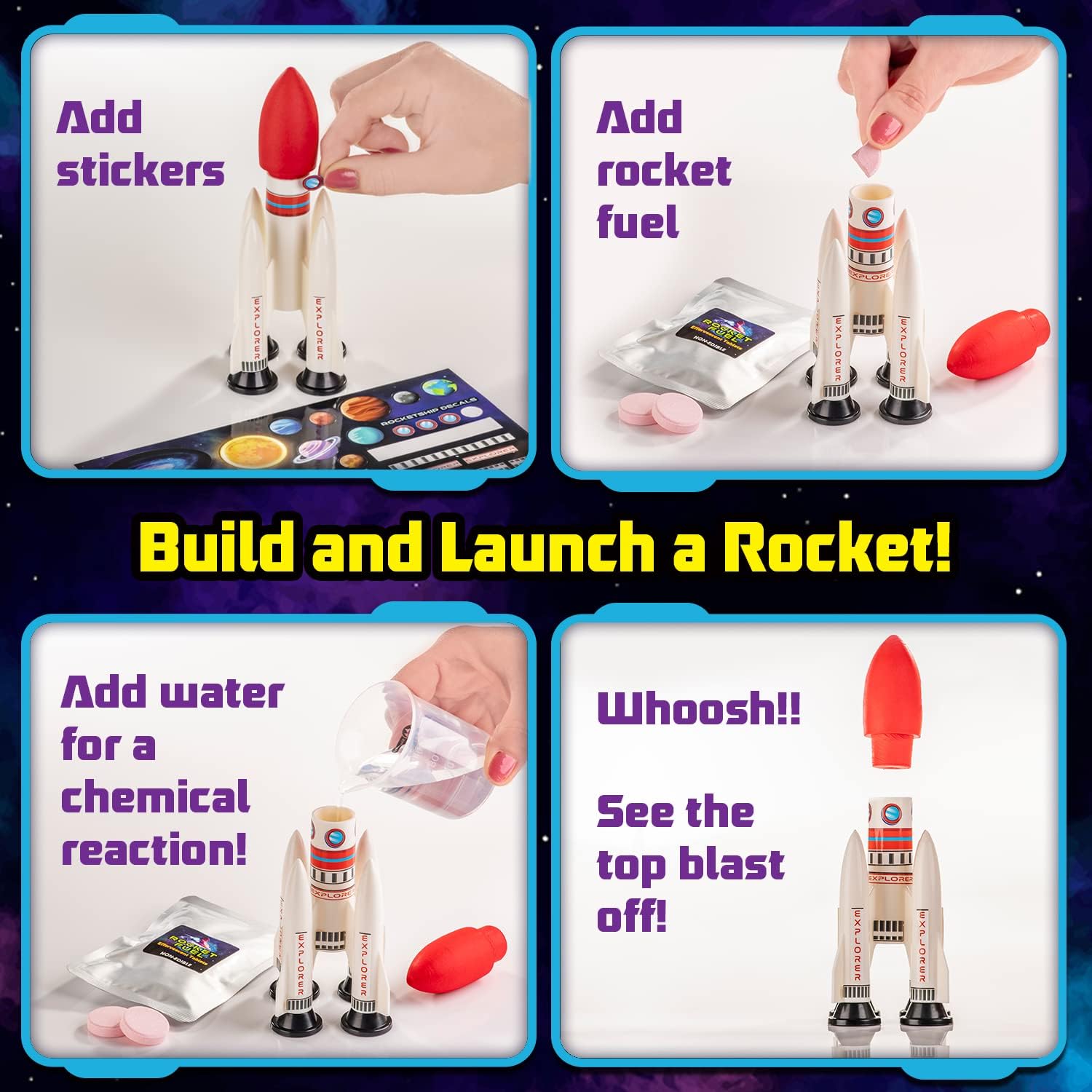 Original Stationery Space Science Kit, Solar System Kit with a Rocket, Outer Space Craft Stickers and More to Make a Moon Spinner and a Solar System, Fun Gift Idea, Toys for Boys and Girls, Ages 6-14