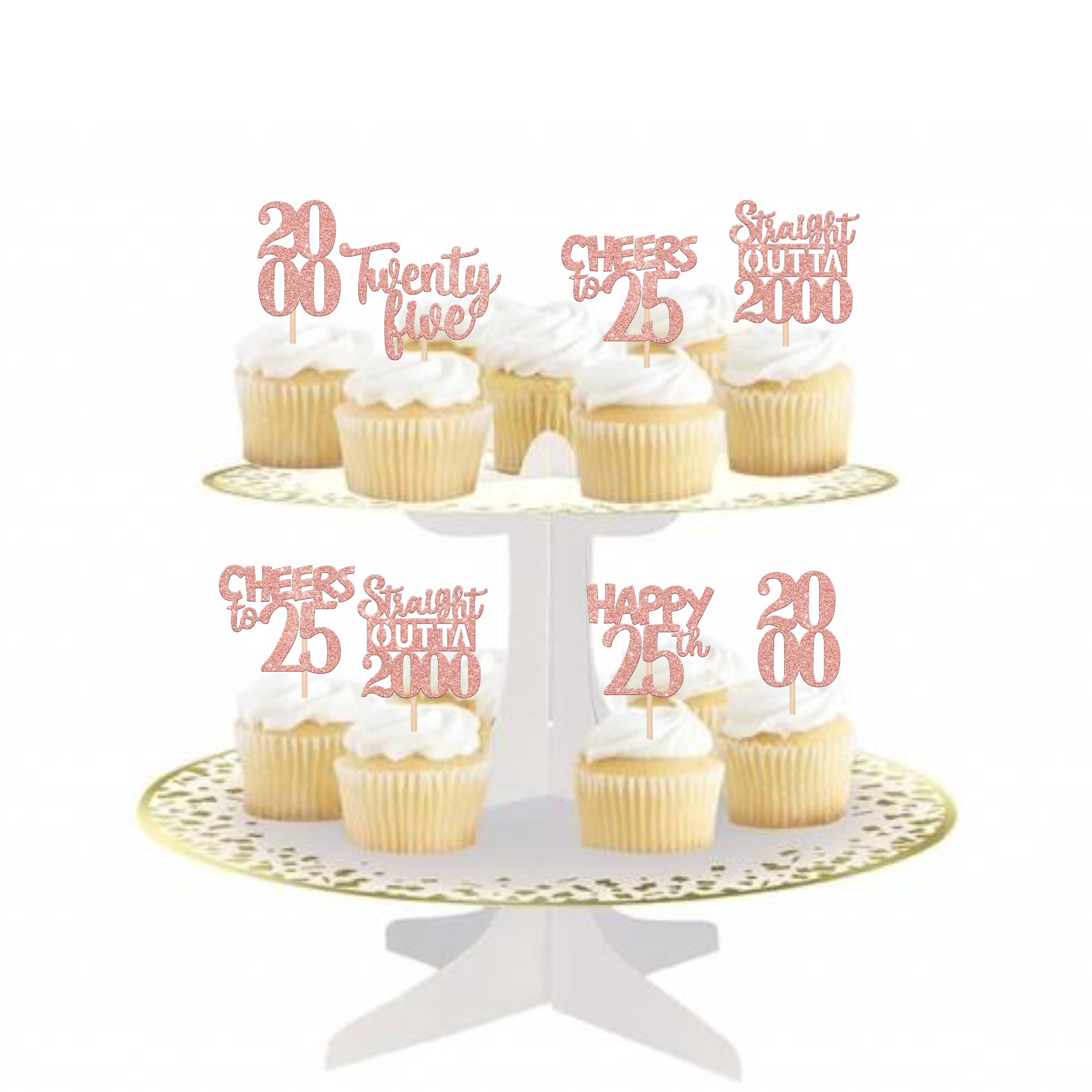 30 Cupcake-Topper '25. Geburtstag Vintage 1998' – Glitzernd, Gold, Für Mottopartys
