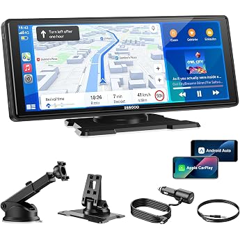 ESSGOO Carplay Android Car Display 10.26 Inch Apple Carplay Screen for AirPlay/Mirror Link Car Multimedia Player with Wireless Touch Screen GPS Navigation Bluetooth 5.3 AUX Car Radio Voice Assistant
