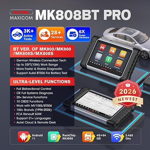Miniatura 2 de Autel Scanner MaxiCOM MK808BT PRO: 2026 Bidirectional Scan Tool Work as MK900BT, 33FT BT 2.0 Ver. of MK900 MX900 MK808S MaxiCheck MX808S MK808Z, 3K+