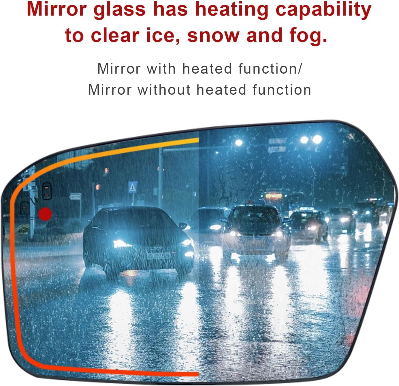 Driver Side Mirror Glass Replacement For Ford Fusion 2006 2007 2008 2009 2010 - Blind Spot Detection, Power Heated, with Backing Plate