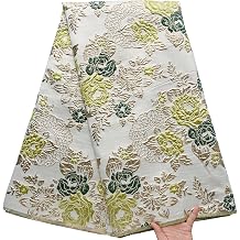 African Lace Fabric 5 Yards, Damask Jacquard Embroidery Fabric Floral Gilding Brocade Lace Fabric for Wedding/Party Sewing