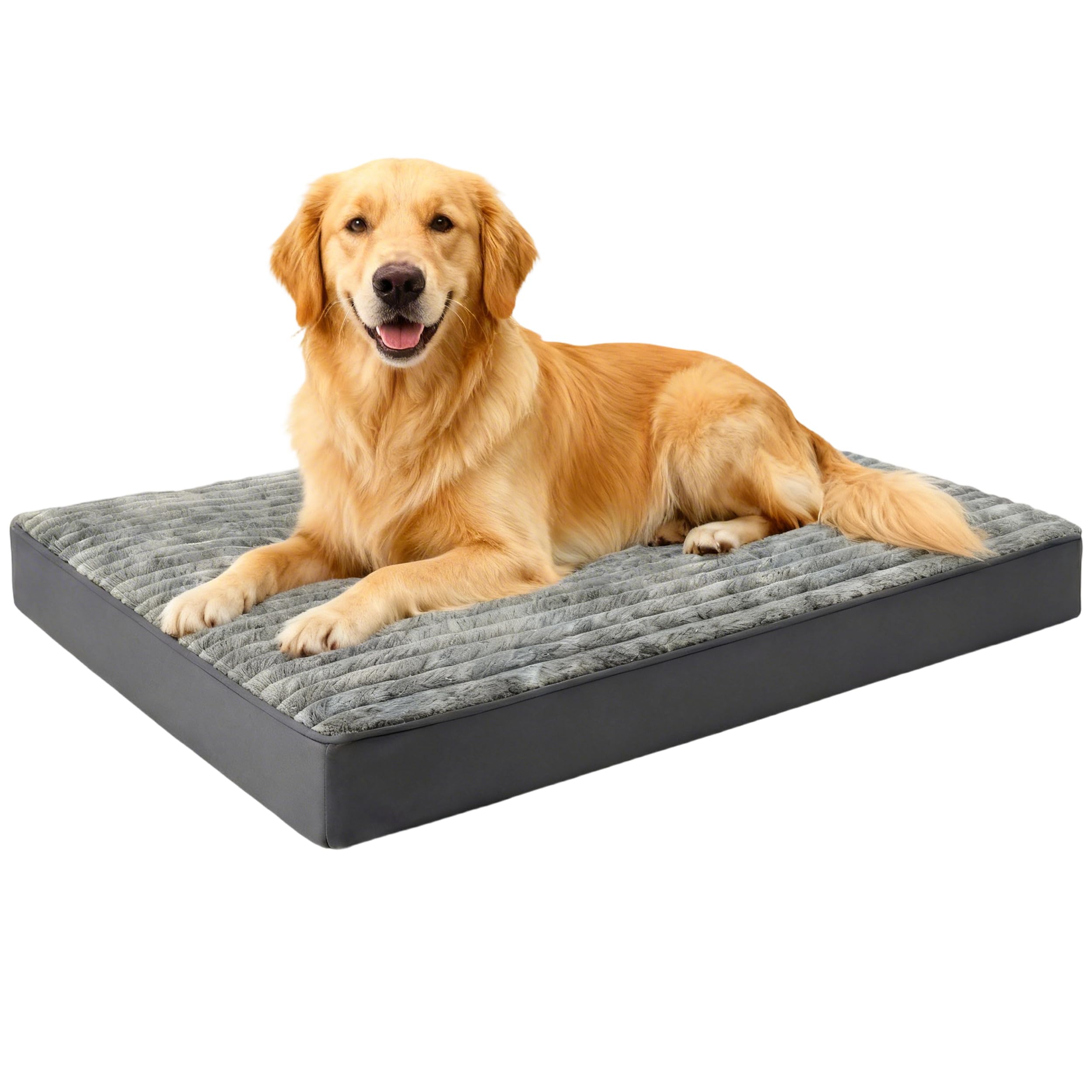 Dog Bed Extra Large Sized Dogs, Orthopedic XL Dog Beds with Removable Washable Cover, Waterproof Indestructible Big Dogs Bed with Anti-Slip Bottom, Egg Crate Memory Foam Pad, 41"x27"x3.5", Grey