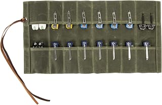 Pocket knife storage, Knife Display Bag, with 16 Slots Pocket Knives Folding Knife Holder Organizer, pocket knife roll Collection Protector Bag, Tactical Outdoor for EDC Mini Knife Bags (Army Green)