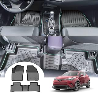 GAFAT Toyot-a C-HR 2016-2023 Fussmatten, CHR Fußmatten Gummimatten Original, 3D-Scannen TPE Hoher Rand, C-HR Matten, Kompatibel mit Toyota C-HR Zubehör