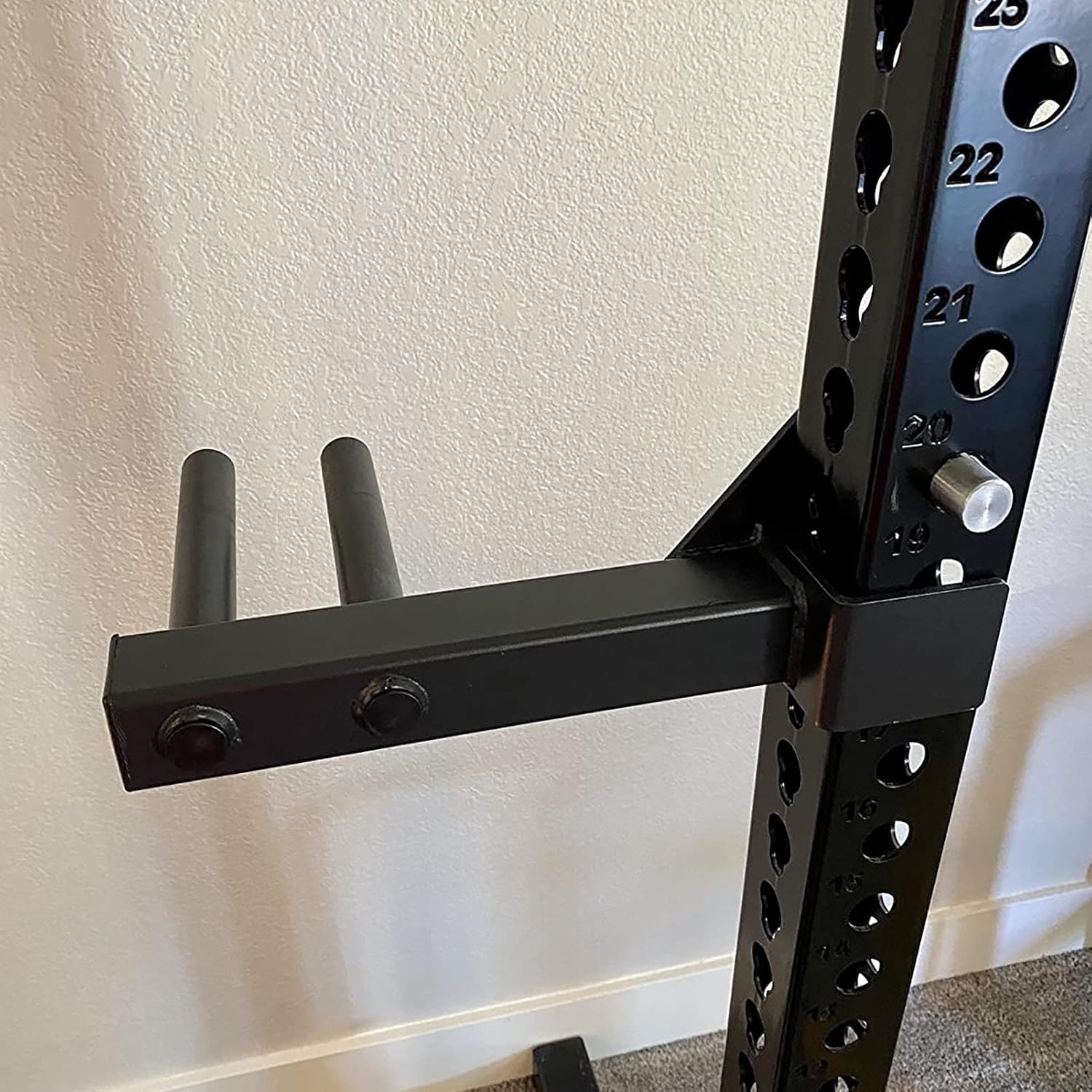 Multi-Function Power Cage Rack Attachments, Dip Bars, Weight Plate Holders, T-Bar Row Platform, Set of 2, Fits 3" x 3" Steel Power Cages