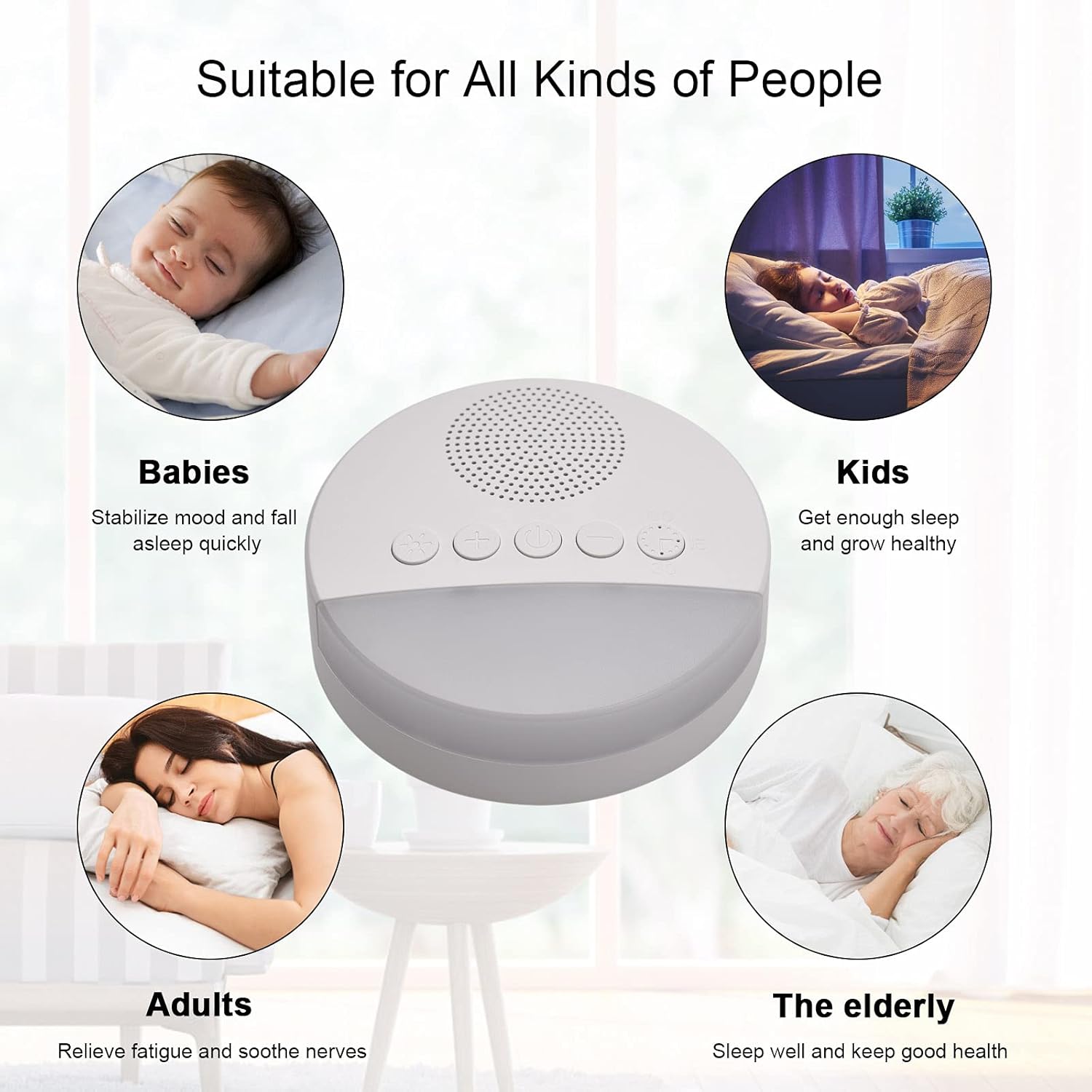 Sleep Sound Machine with 20 Soothing Sounds, Night Light & Intelligent Timing for Sleep Relaxation