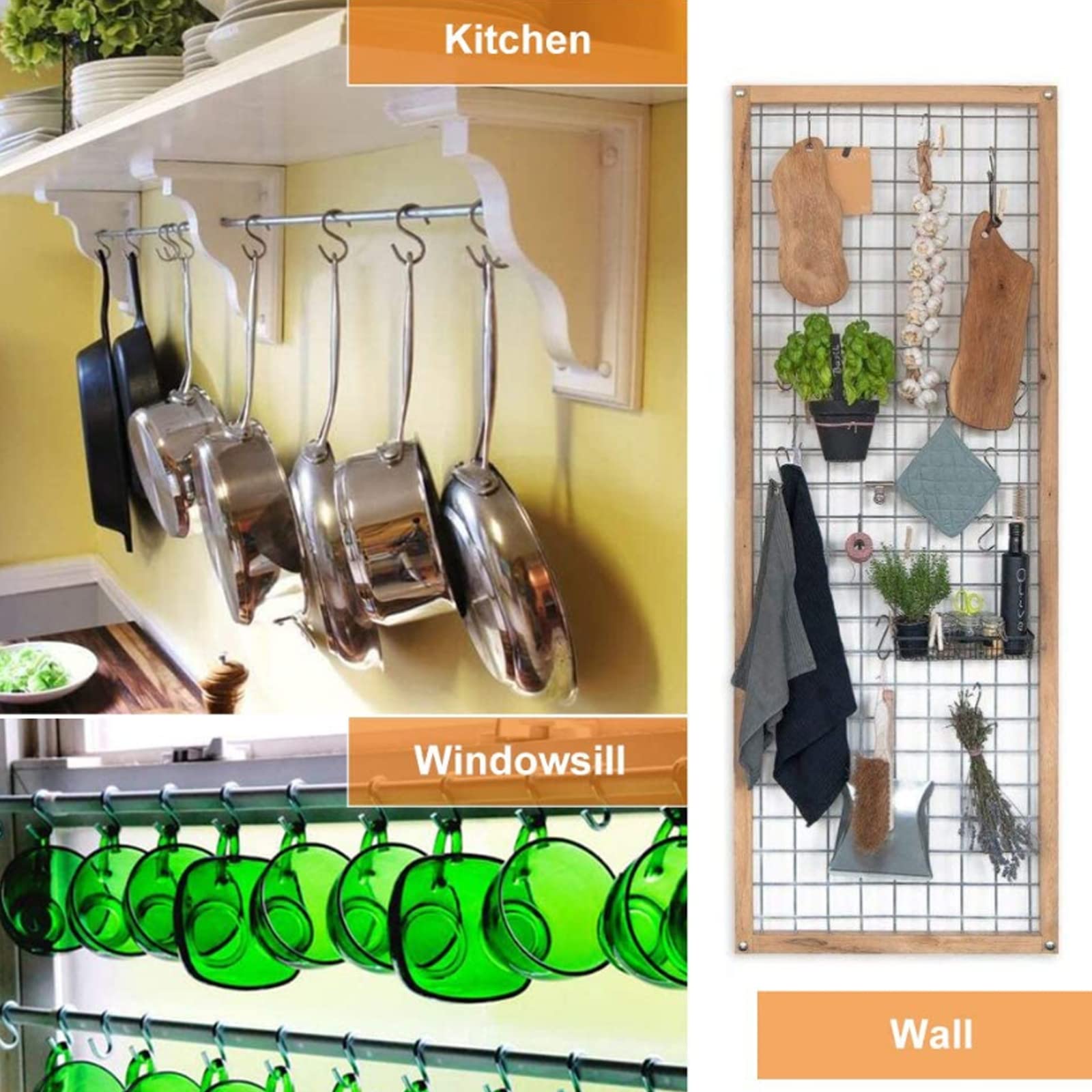 LJY Lot De 50 Crochets En Métal En Forme De S Avec Boîte De Rangement En Plastique Pour Cuisine, Chambre à Coucher, Bureau