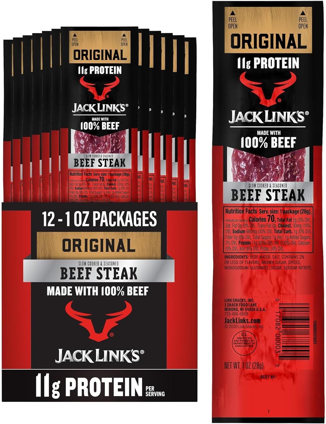 JackLink Original Beef Steak (1 oz, 12 pk) Jack Link's Original Beef Steak (1 oz, 12 pk.)