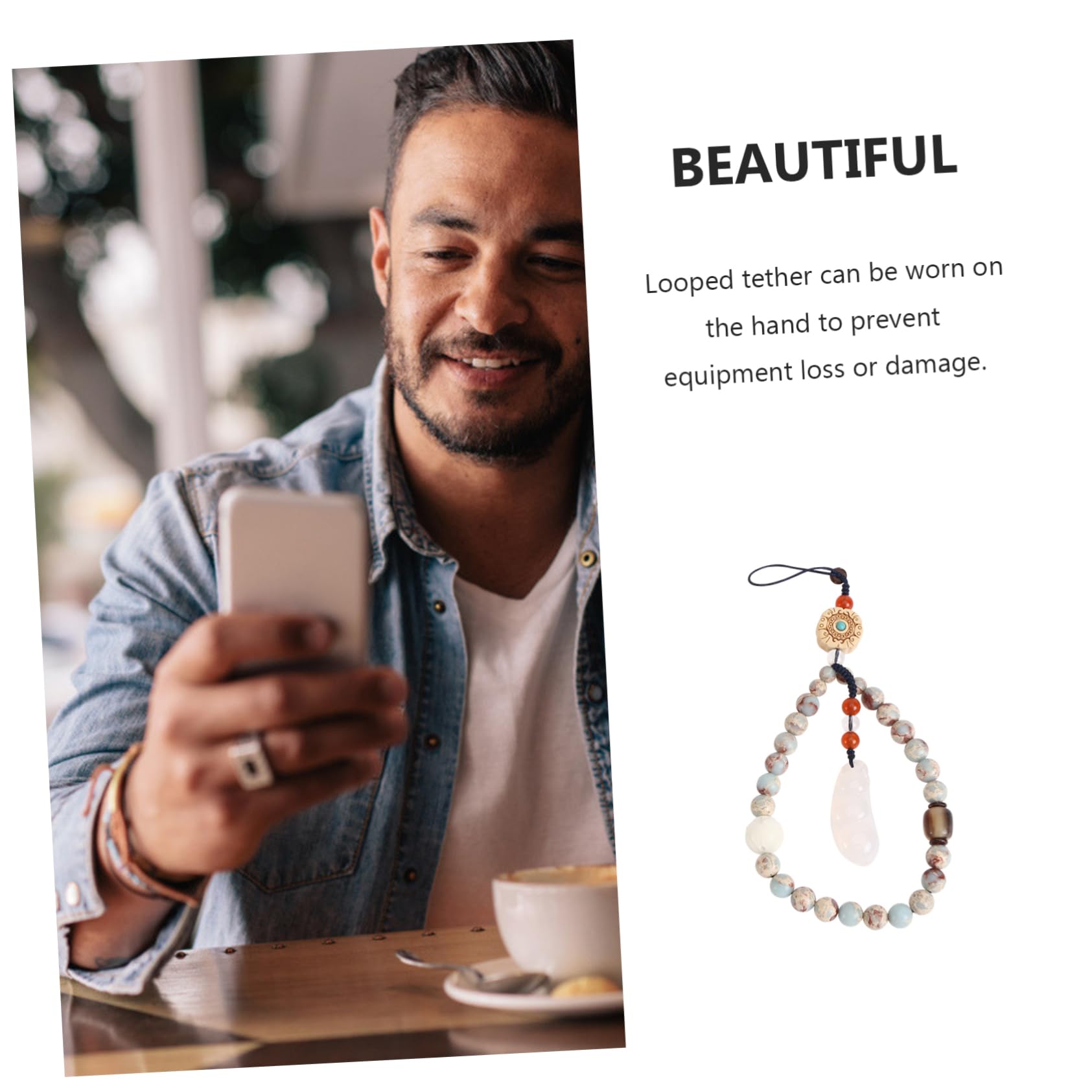 Housoutil 3 Piezas cadena de telefonía móvil smartphone celulares pulsera de cadena de llave de cuentas para celular cordón de teléfono lanyard cuerda para telefono telefonica