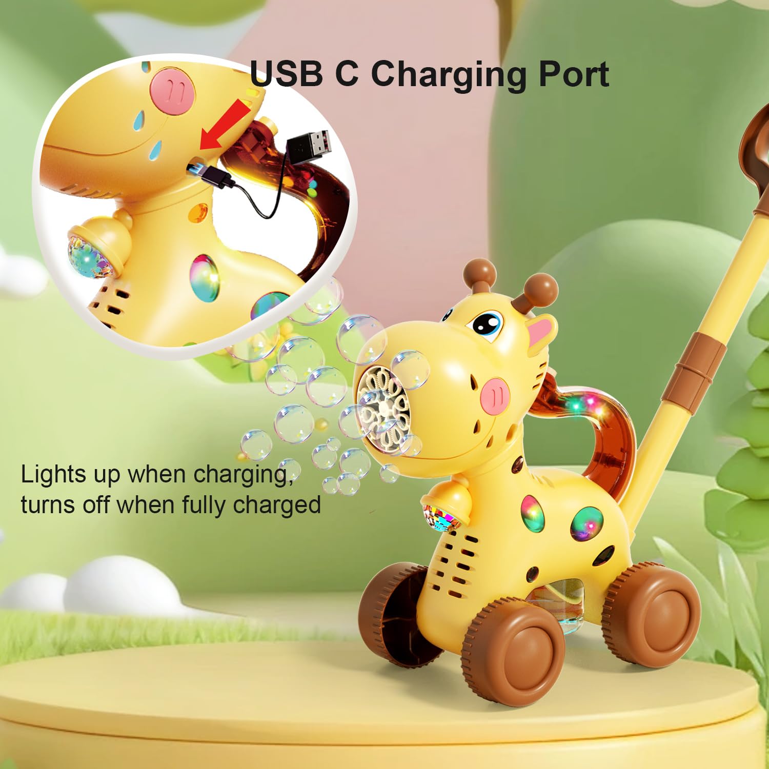 Macchina Automatico di Pistola Bolle di Sapone bambini, Tagliaerba di Sparabolle di Sapone,Ricaricabile Batteria,Giochi da giardino esterno per bambini Giocattolo