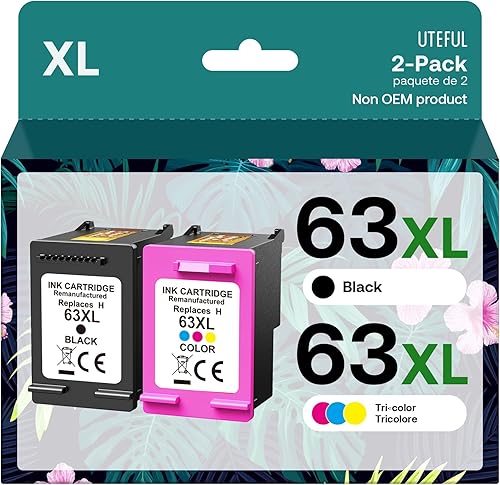 Cartuchos de tinta remanufacturados de repuesto para HP Ink 63 63XL compatibles con impresoras OfficeJet 3830 4650 4655 5255 5258 5200 Envy 4510