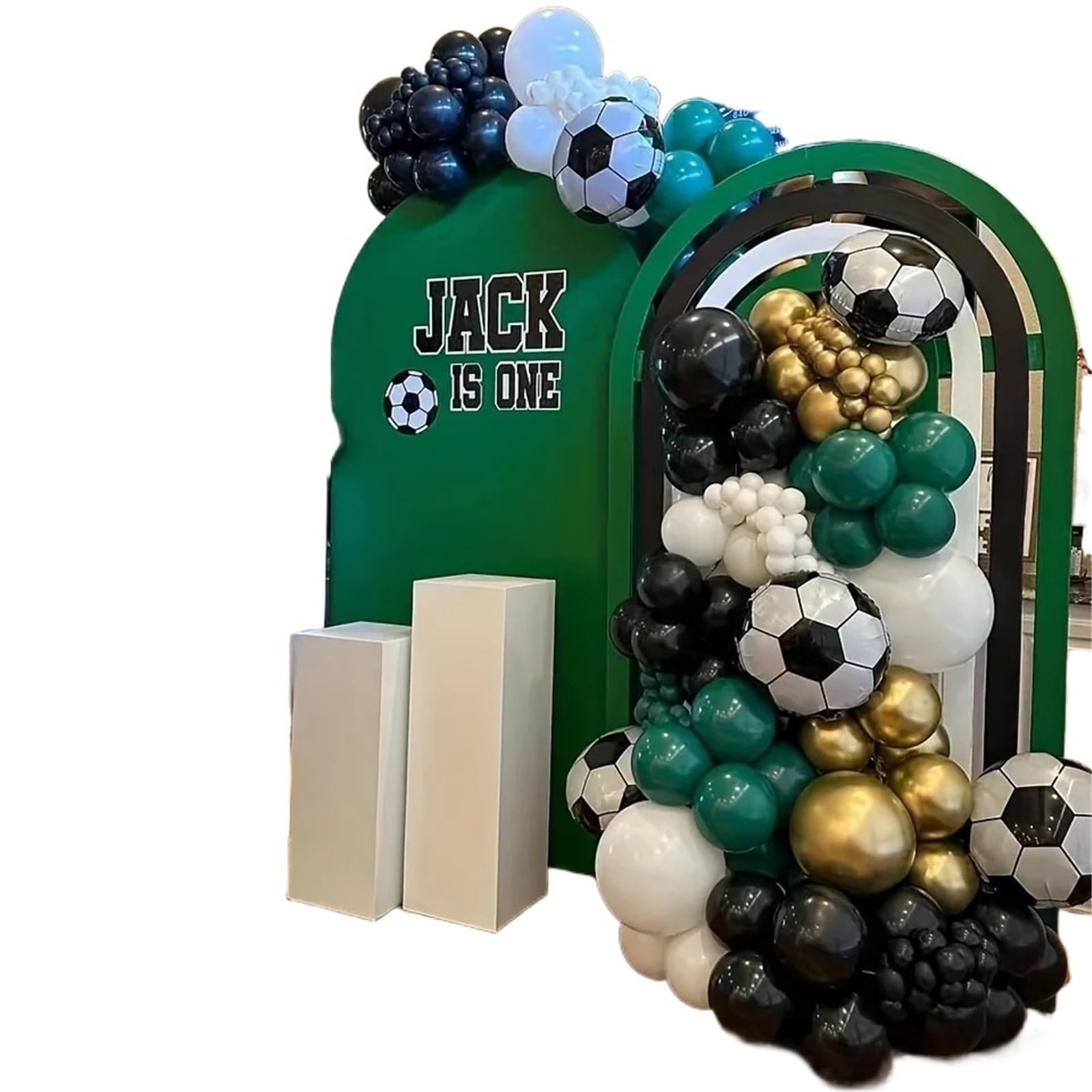 128 Uds. Globos temáticos de fútbol Kit arco guirnalda verde blanco negro, globo decoración Fiesta Temática deportiva cumpleaños for niños para Fiestas