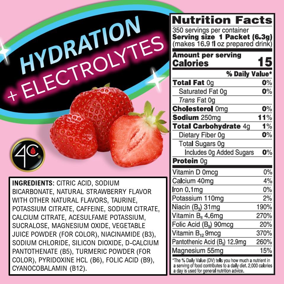 Miniatura 2 de 4C Mezcla de bebida en polvo, compra a granel, Singles Stix, sobre la marcha, sabores refrescantes de agua, paquete económico (Energy Rush - Fresa,