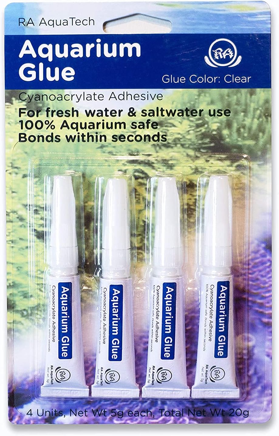 Aquarium Glue Clear for Plants Corals aquascaping Instant Aquarium Safe (4pcs Pack)