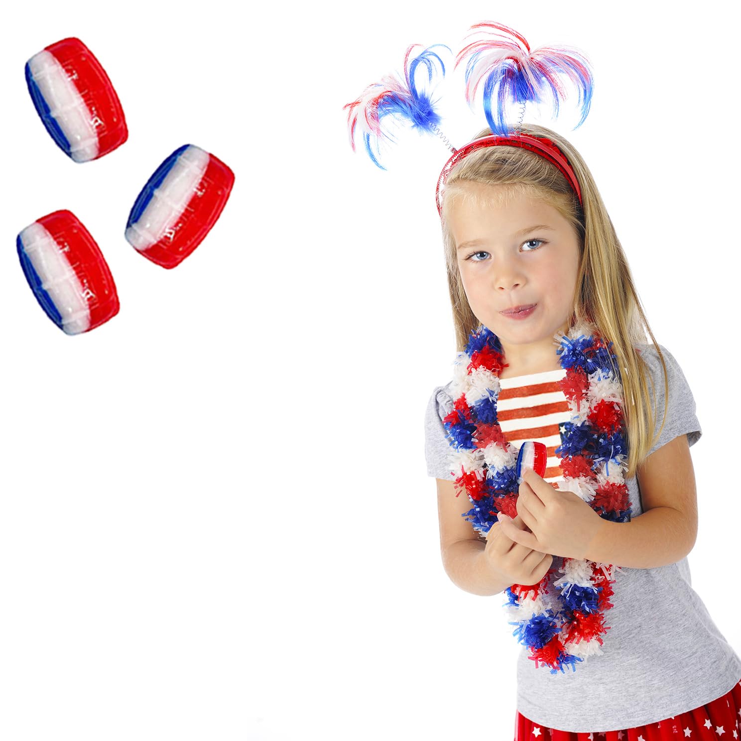 250-Pack Patriotic Striped Cherry Barrels, USA Patriotic Red, White & Blue, Hard Candy Treats, Kosher Certified, Individually Wrapped 5-LBS Bulk