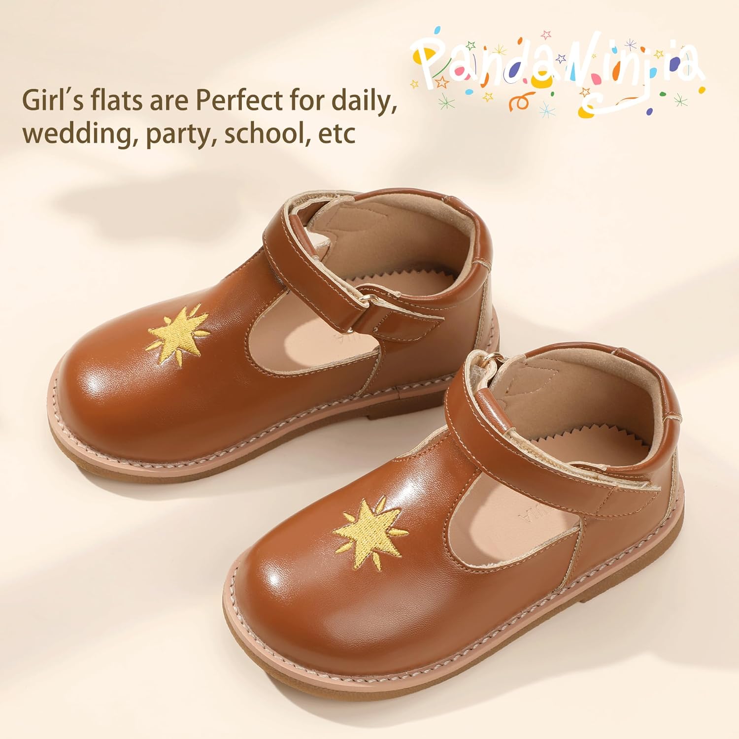 PANDANINJIA Toddler Girl Dress Shoes Mary Jane Ballet Flats T-Strap Classic Girls Party Wedding School Uniform Shoes - Image 6