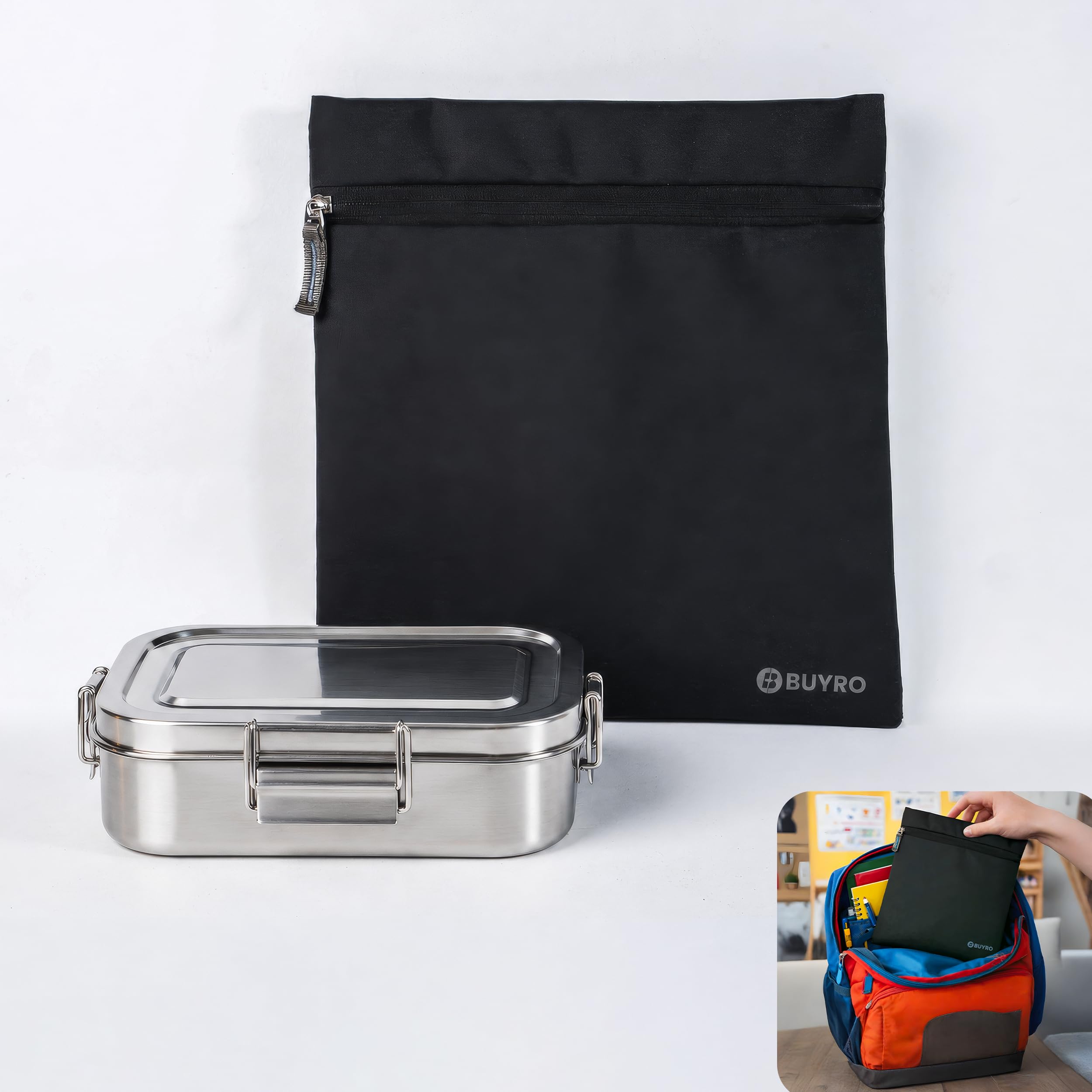Thermal Insulated Lunch Bag (2L, 4 Kg Capacity) for Kids & Adults Men & Women | Aluminium Foil Inner Lining, Leakproof Tiffin Carry Bag | Hot & Cold Lunch Tote for Office, School (Black)-image-2