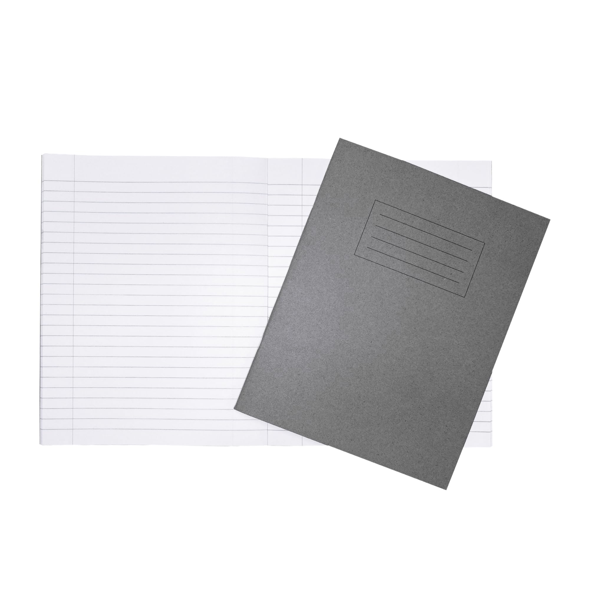 Janrax Pack of 10 9x7 Grey 80 Page Feint Ruled with Margin Exercise Books WF Paper with 225gsm Manilla Cover