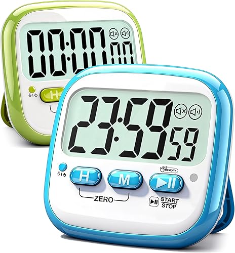 Miniatura 11 de Antonki Paquete de 2 temporizadores de aula para niños y profesores, temporizador digital de cocina magnético de cuenta regresiva para cocinar, 2