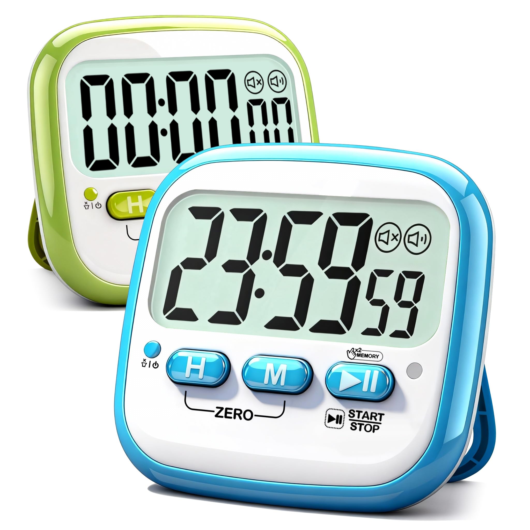 Antonki 2 Pack Classroom Timers for Kids Teachers, Magnetic Countdown Digital Kitchen Timer for Cooking, Study, Exercise, Games, Time Mangement - Loud/Silent Mode - Battery Included