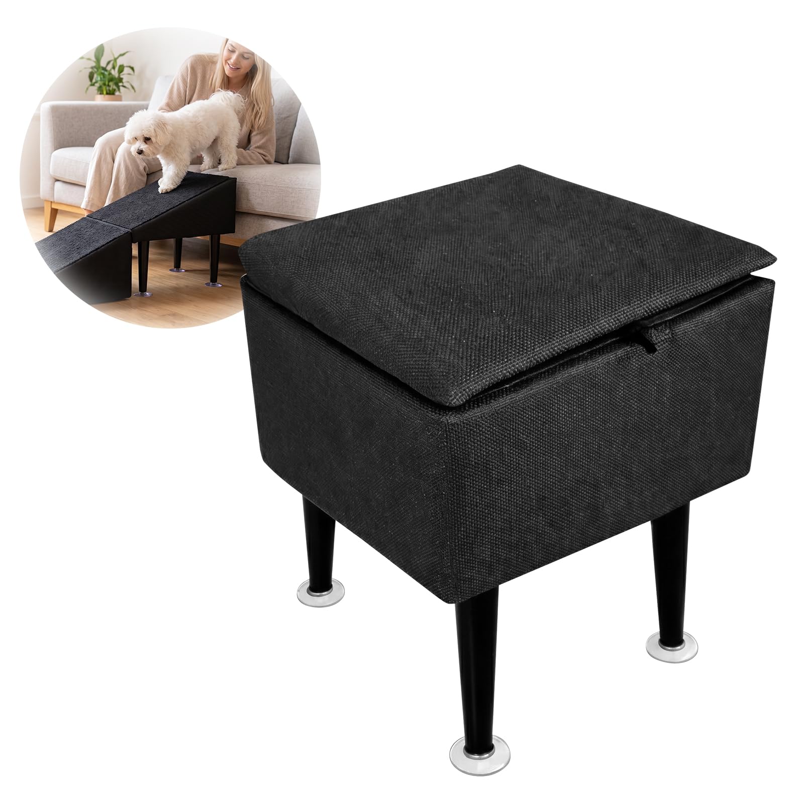 Hundetreppe Klappbar, 2-in-1 Hunderampe & Hocker für Bett und Sofa, 36x36x28cm, mit Saugnapfhalterung, Rutschfeste Rampe Hund für Kleine Ältere Hunde Katzen