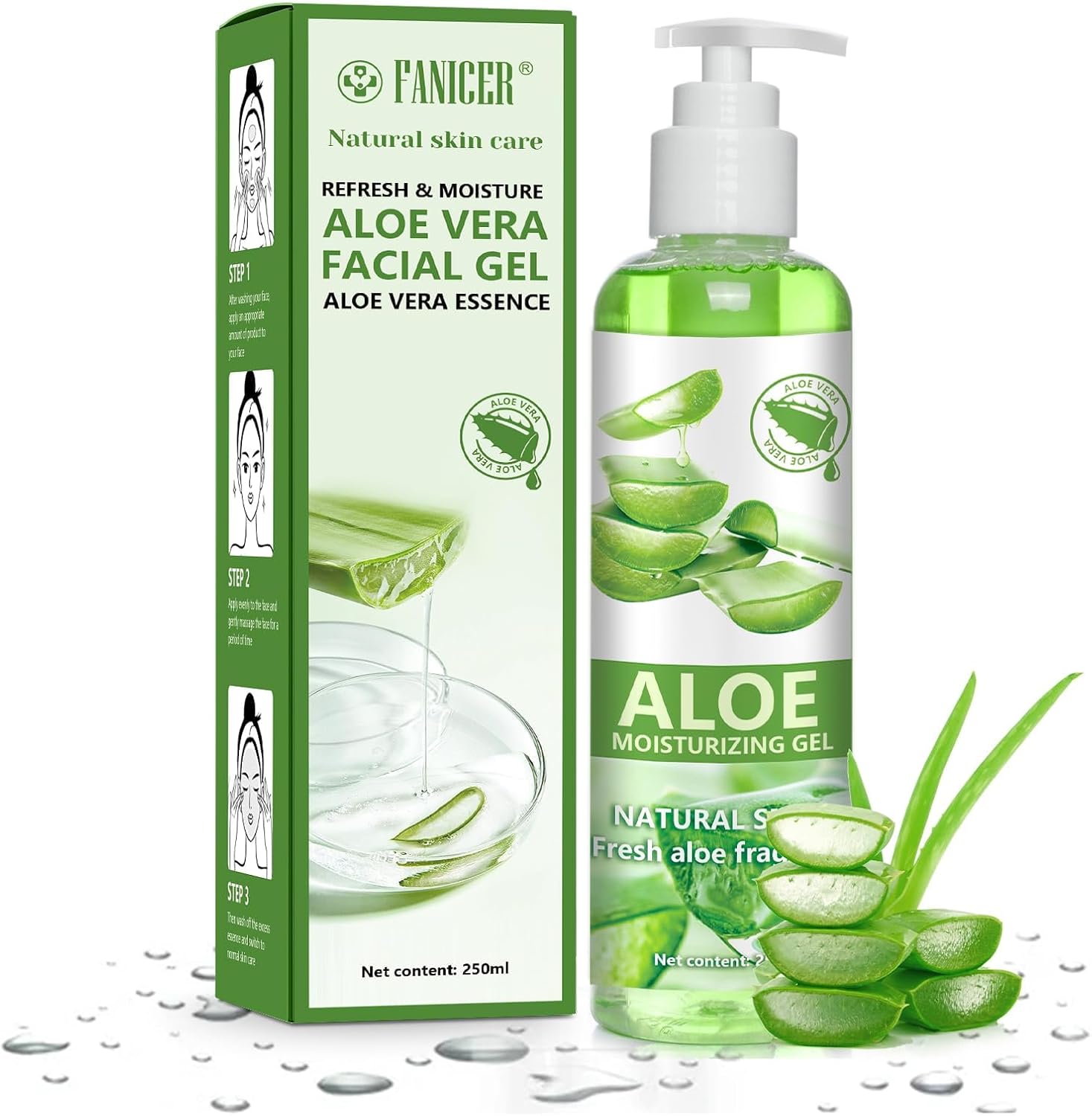250 ml Aloe Vera Gel, Refreshing & Soothing Skin Care Cream, Gentle Moisturizing Formula, Nourishing Face and Body, For Regular Use on Dry or Exposed Skin