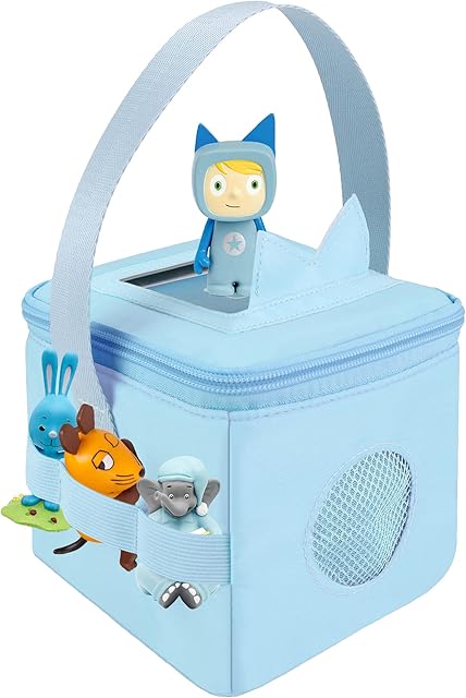 Pouch for Toniebox and Tonies Characters UK, with Volume Button Cover, Carry Case for Tonies Figures, Tote Bag for Toniebox Transport and Storage, Blue