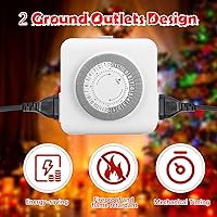 Vista 2 de Maxdot 4 temporizadores de 24 horas para enchufes eléctricos, temporizador mecánico de enchufe interior resistente, intervalos de 30 minutos