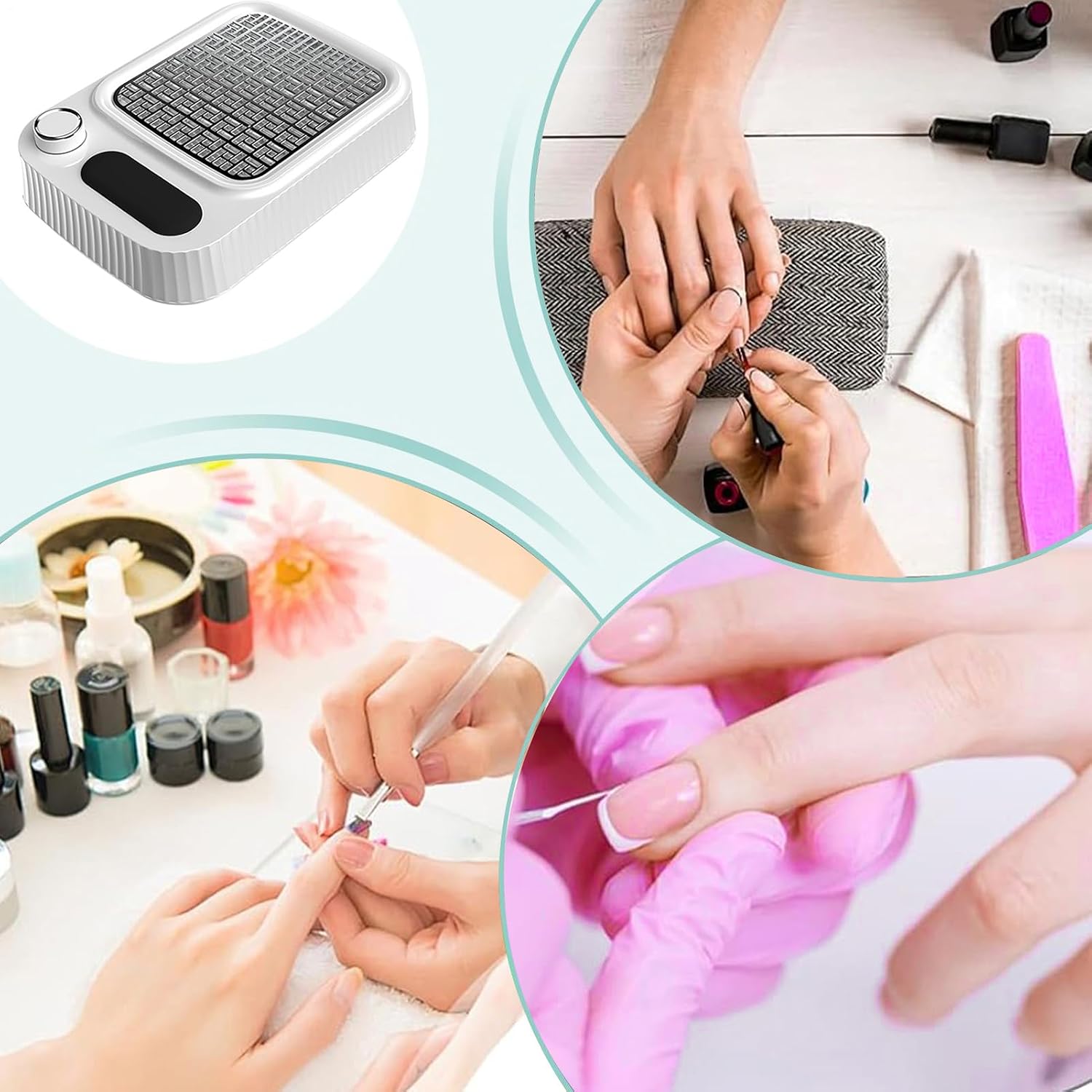 Nail Dust Collector, 80W Fingernail Vacuum System, Manicure Cleaning Tool with Filter, 7.87x2.68x10.63 Inches Professional Salon Equipment for Women, Girls, Polish Station Use