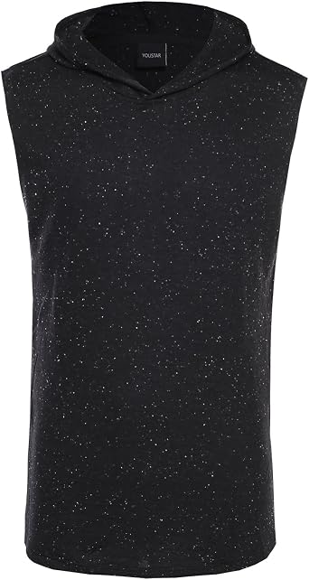 Youstar Mens Modern Color Block Sleeveless Zipper Closure Drawstring Hoodie