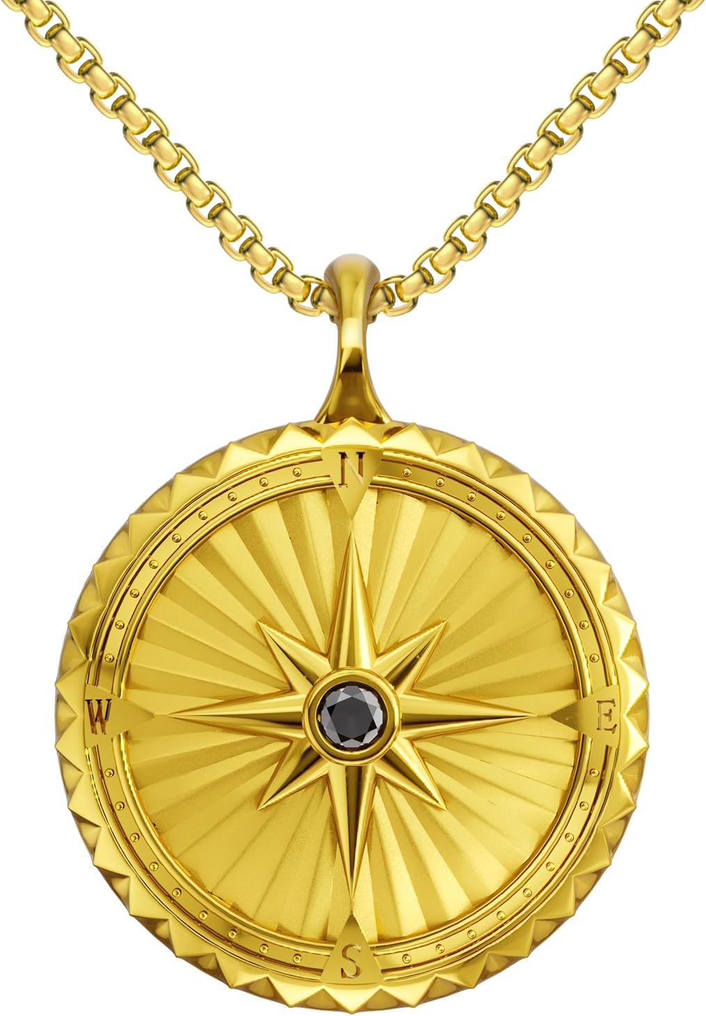 Compass Necklace 925 Sterling Silver Black Gold Compass Necklace for Men Vintage Gear Compass Jewelry Gifts for Men Father Husband Boyfriend