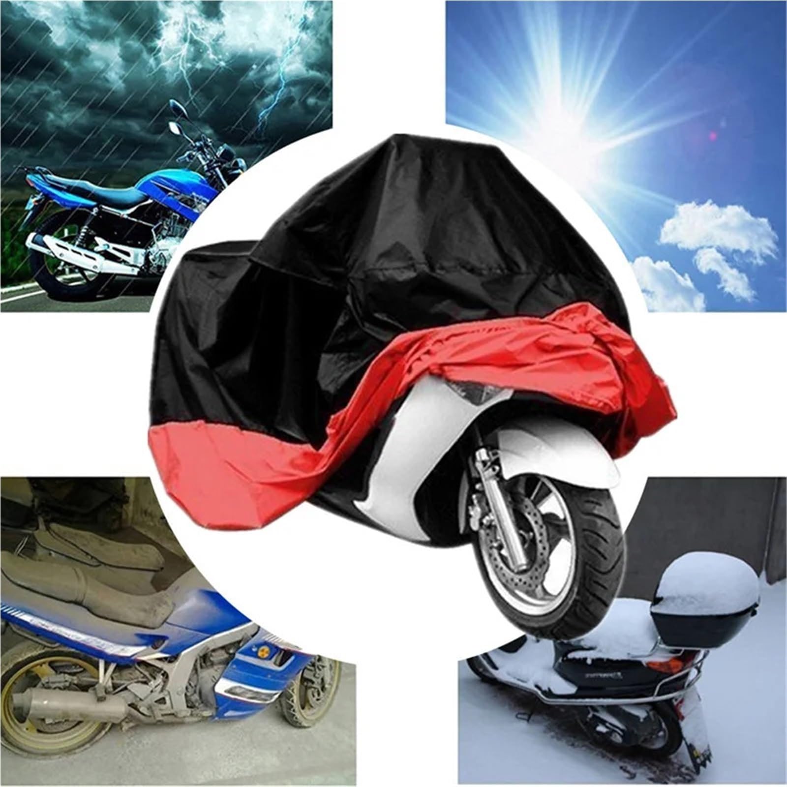 Funda para Moto para Cubierta de Motocicleta Motor Impermeable a Prueba de Polvo, Impermeable, Cubierta Exterior Resistente para Bicicletas para Todo Clima Aire Libre Cubierta de Motocicleta(Black,L)