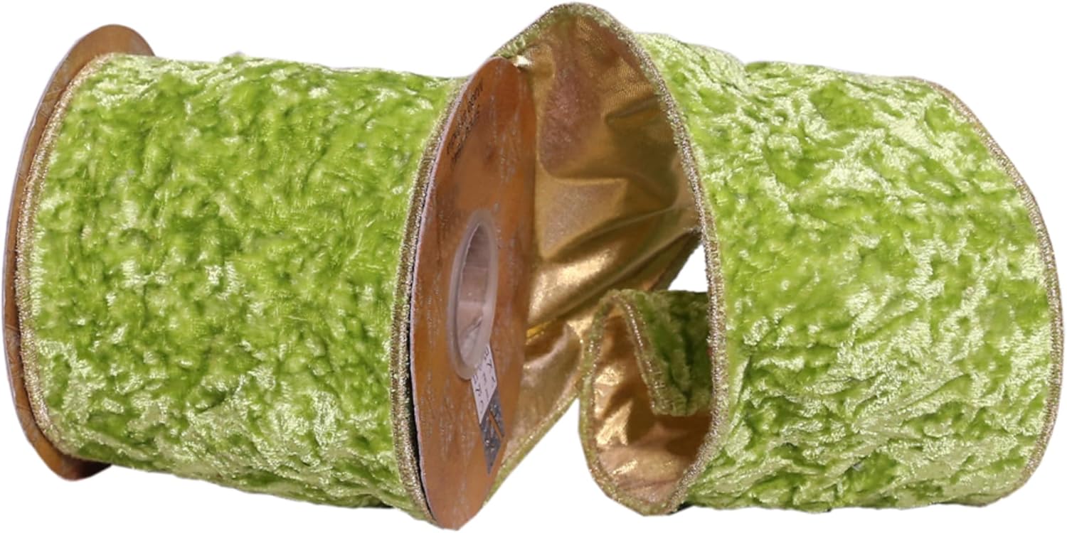 Vickerman 4" x 5 Yards Light Blue Crushed Velvet Wired Edge Christmas Ribbon.