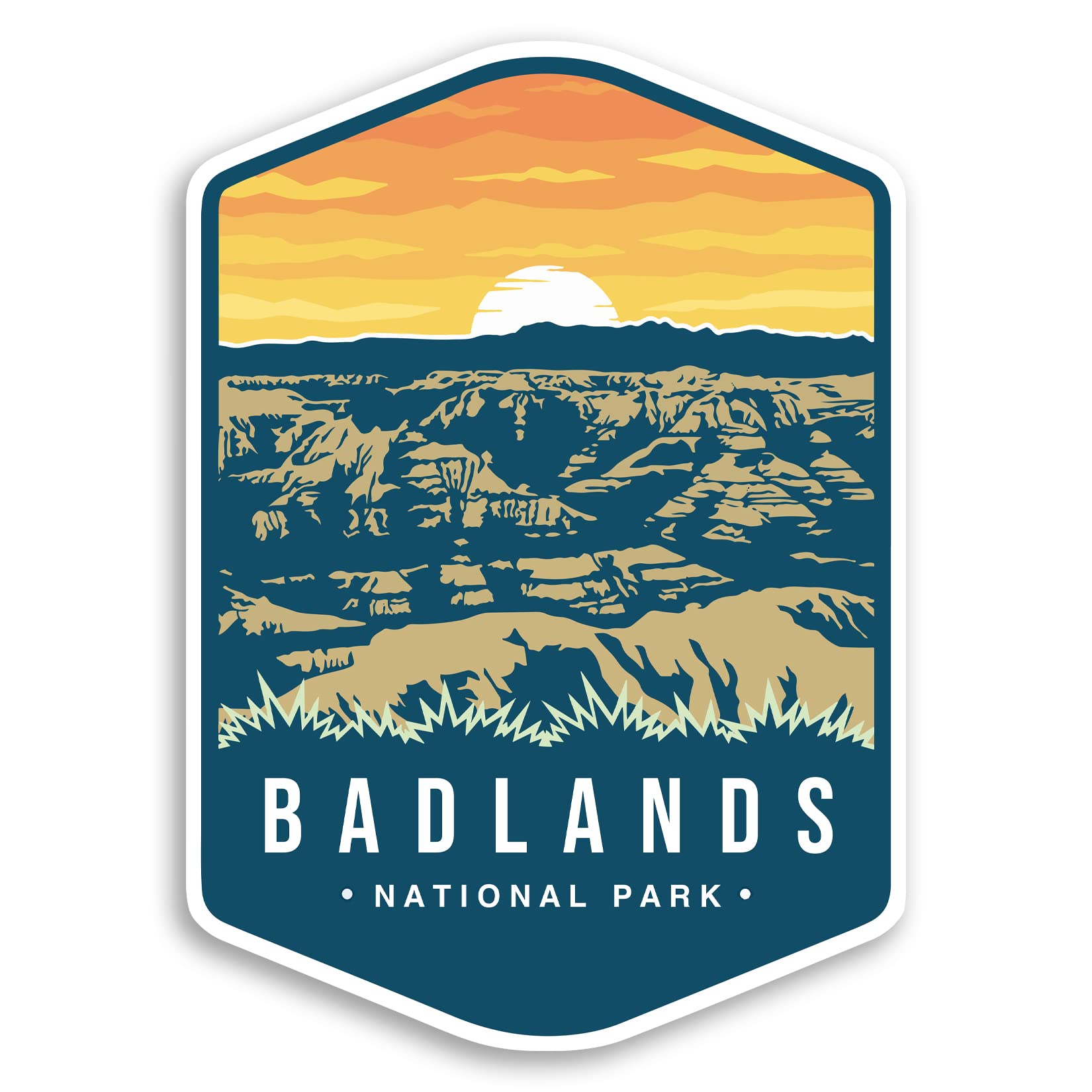 Calcomanía del Parque Nacional Badlands de 4x5.5 pulgadas, pegatina a color para laptop