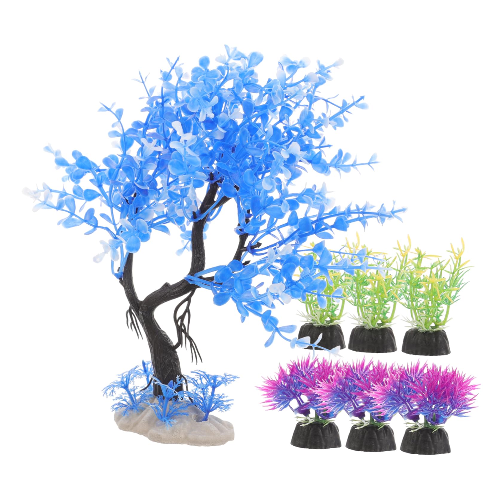 Alipis 3 Set Piante Artificiali Per Decorazioni Realistiche Per Serbatoio Accessori Per Layout Acquatici Per Rettili 7 Pezzi*3