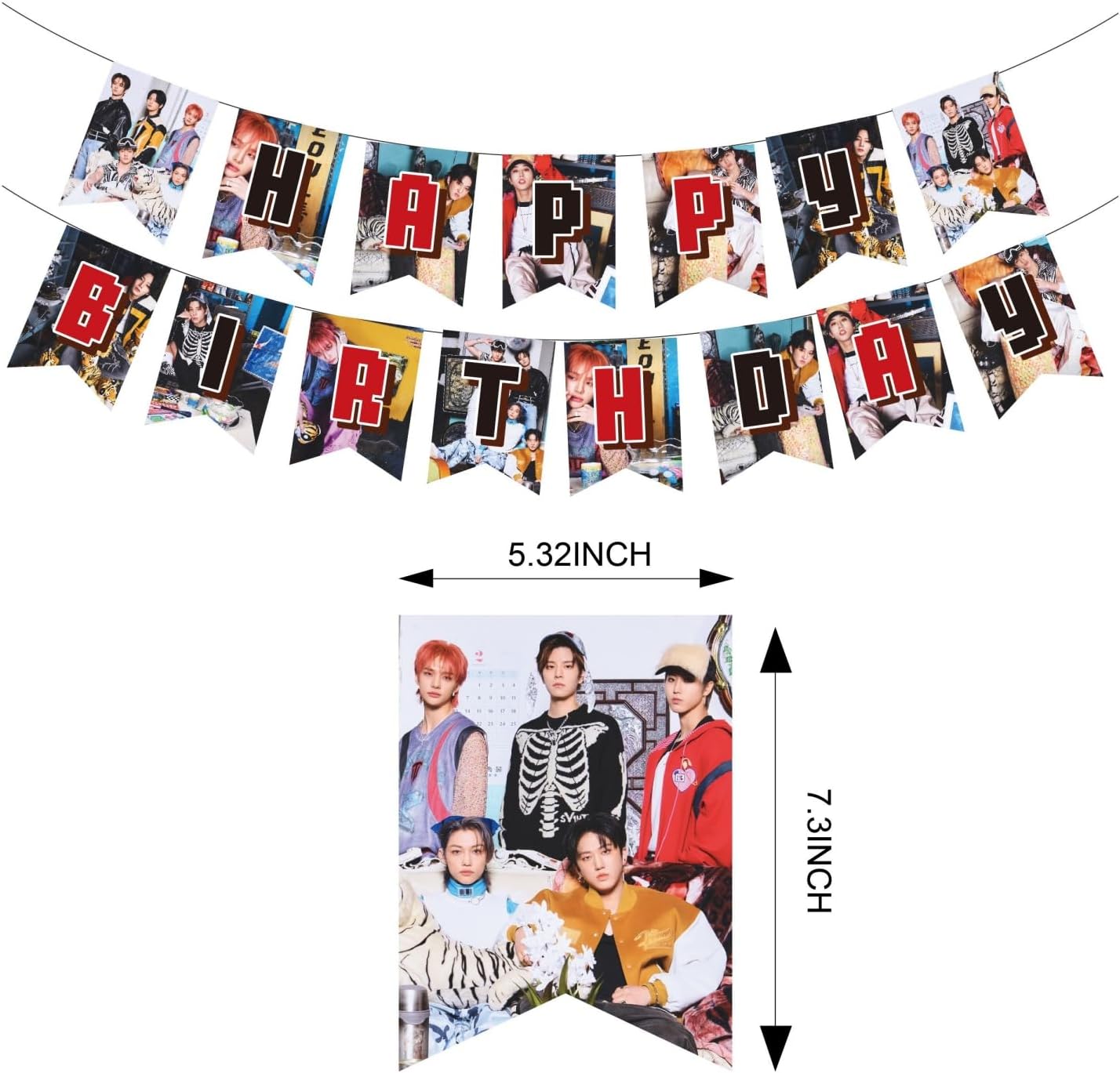 Stray Kids Merch 5 Star Party Decorations Include Happy Birthday Banners, Cake Toppers, Cupcake Toppers, Balloons - Image 3