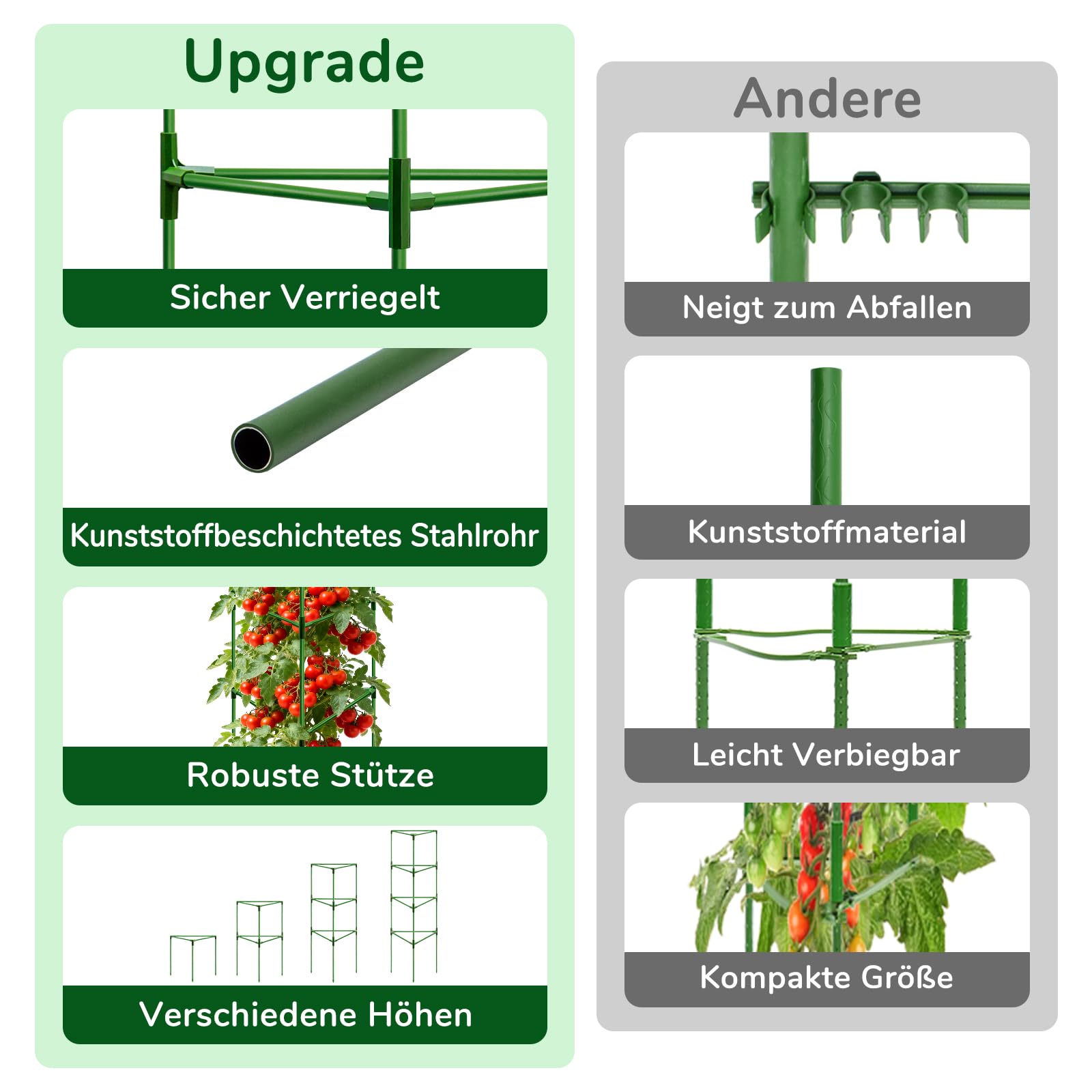 ZeeDix Tomaten Rankhilfe 6 Stück,165cm Stabile Pflanzen Rankhilfe