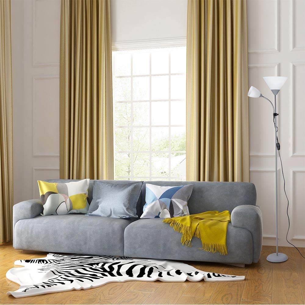 BAKAJI Lampada da Terra Piantana Design Moderno In Metallo con Doppio Paralume Braccio Flessibile Luce Direzionabile Altezza 180cm per Casa Salotto Camera letto (Paralume Cono)