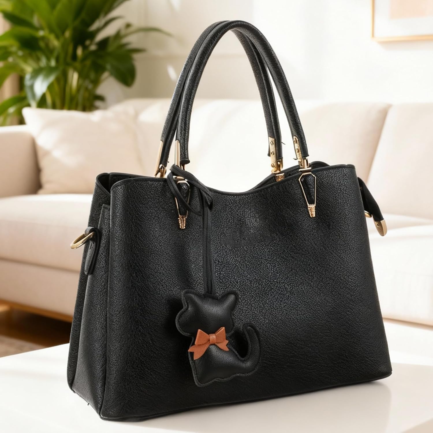 2Pcs Cat-Shaped Bag Charms Keychains Leather Cartoon Kitten Designs Backpack Decorations Supplies Stylish Women's Accessories for Handbags & Backpacks