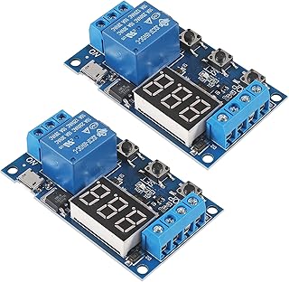 2pcs DC 6-30V Timer Relay Programmable Time Delay Relay Module Cycle Timer with LED Display Support Micro USB 5V Power Supply, Smart Home Controller