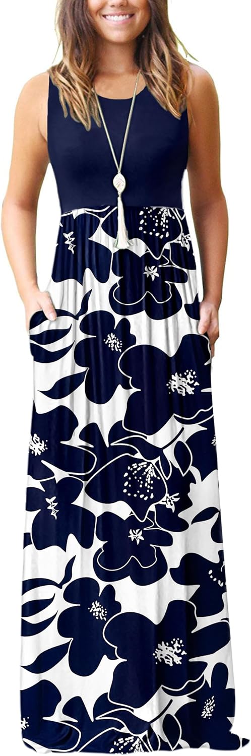 AUSELILY Women's Summer Sleeveless Loose Maxi Dress Casual Long Dresses with Pockets 2026 New