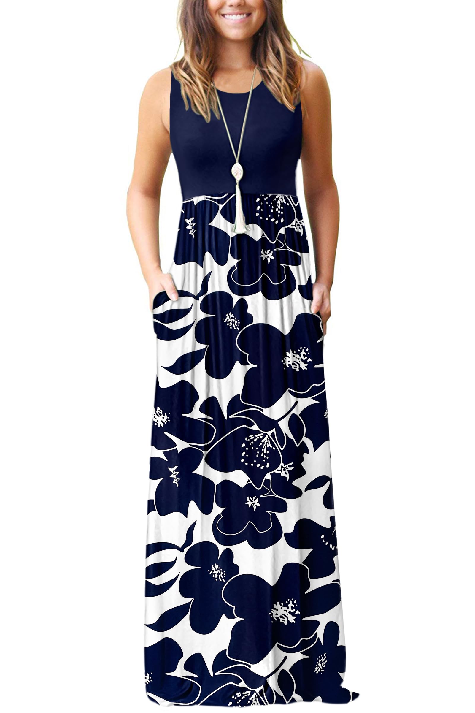 AUSELILY Women's Summer Sleeveless Loose Maxi Dress Casual Long Dresses with Pockets 2026 New