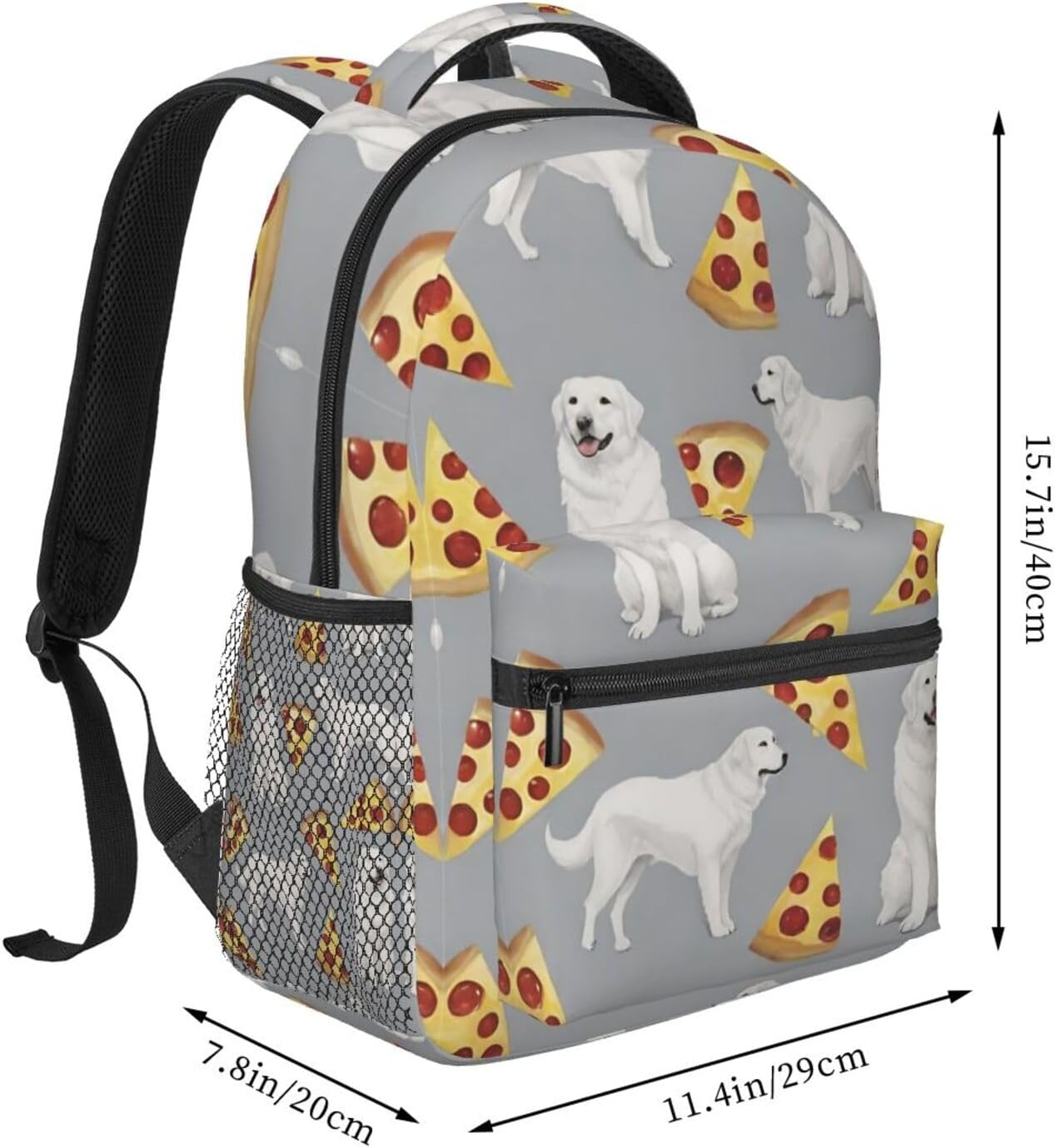Casual Daypack Multipurpose Anti-Theft Large Capacity Carry On Bag - Great Pyrenees Dog Pizza Art Casual Daypack Climbing Shoulder Bag With Padded Straps