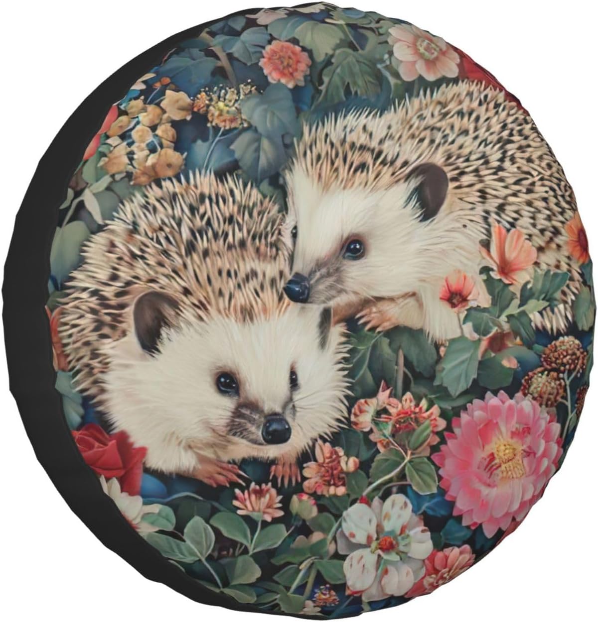 Floral Hedgehogs Print Tire Cover Universal Spare Wheel for Trailer Rv SUV Truck Camper Travel Accessories
