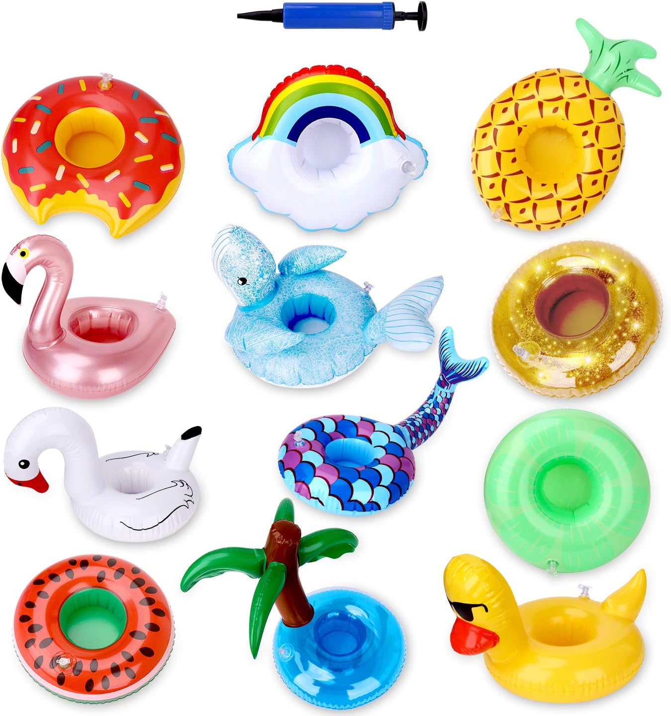 Inflatable Drink Holder 12 Pack,Pool Drink Holder Floats for Parties and Kids Water Fun Toys,Drink Floats for Pool