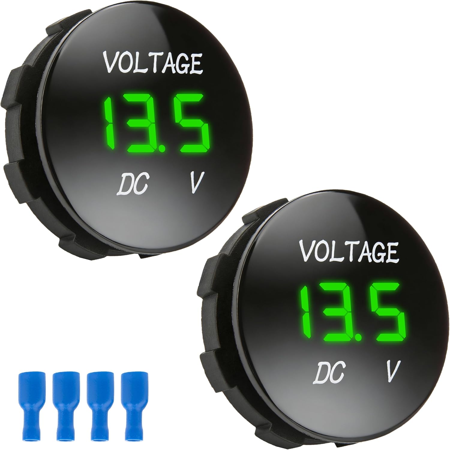 2 PCS DC 12V 24V Volt Meter, Car LED Digital Voltmeter Gauge